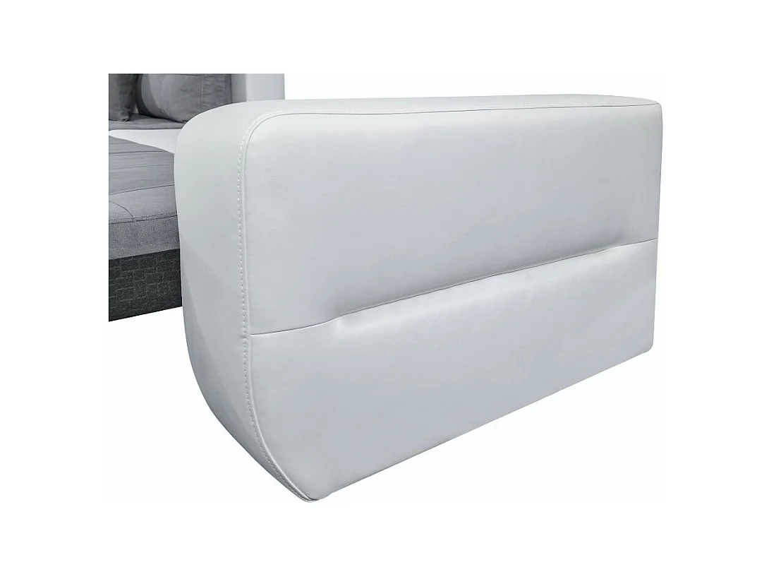 Canapé d'angle Gauche 4 places Suzie Convertible en Simili et Microfibre - Blanc et Gris - L246 x 188 x 80cm - Loungitude