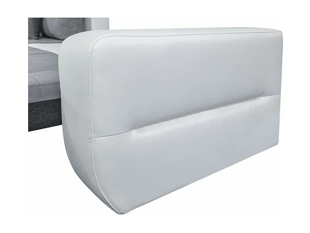 Canapé d'angle Gauche 4 places Suzie convertible en Simili et Microfibre - Blanc et Gris - L246 x 188 x 80cm - Loungitude