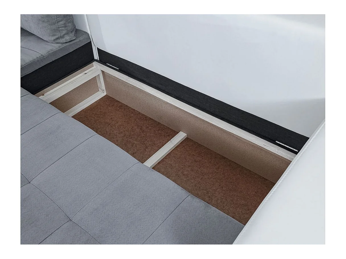 Canapé d'angle Gauche 4 places Suzie convertible en Simili et Microfibre - Blanc et Gris - L246 x 188 x 80cm - Loungitude
