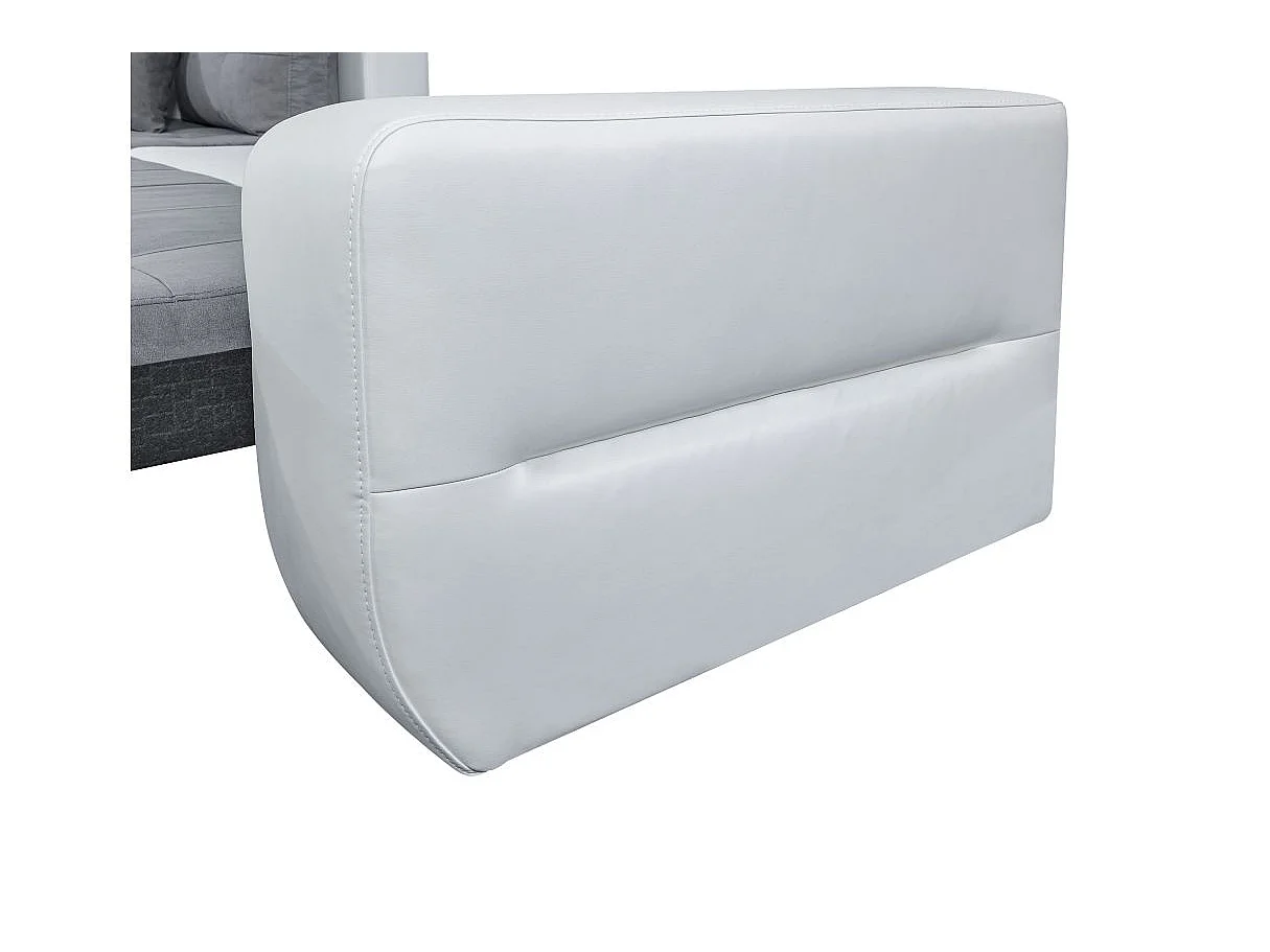 Canapé d'angle Gauche 4 places Suzie convertible en Simili et Microfibre - Blanc et Gris - L246 x 188 x 80cm - Loungitude