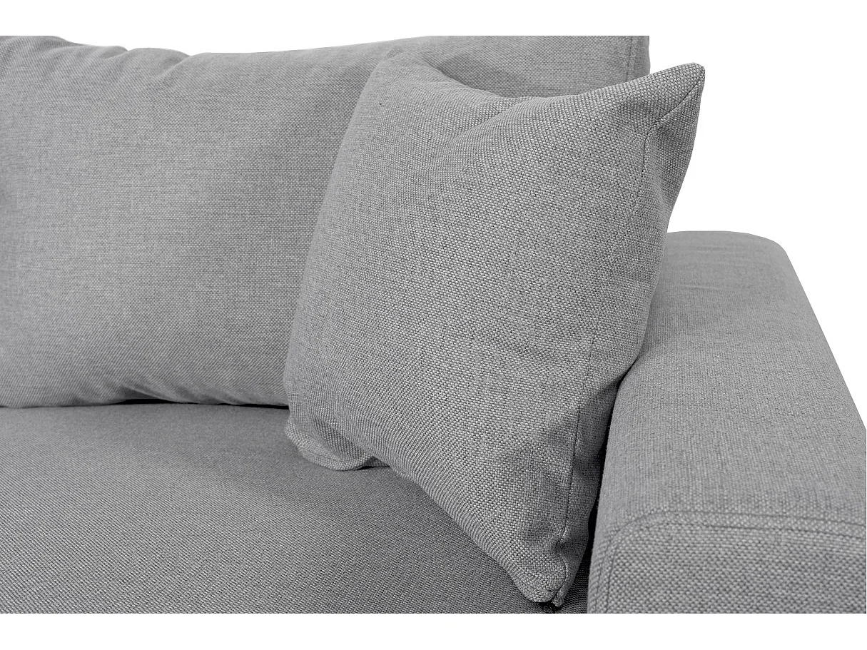 Canapé d'angle panoramique Oslo convertible avec coffres et poufs à droite - Tissu - Gris clair - L311 x P146 x H81cm - Loungitude