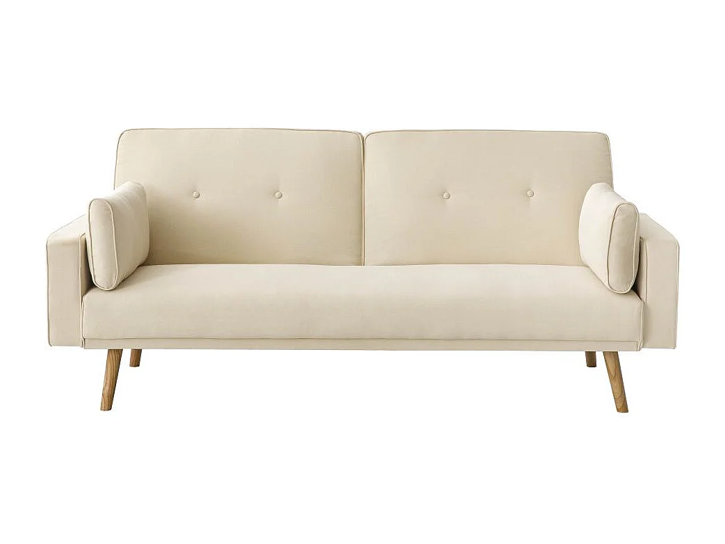 Canapé droit scandinave Elga convertible 3 places en tissu - Beige - L205 x 87 x 85cm - Loungitude