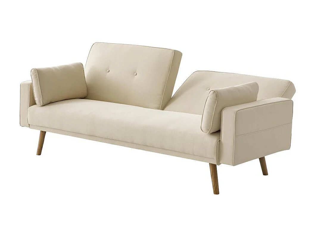 Canapé droit scandinave Elga convertible 3 places en tissu - Beige - L205 x 87 x 85cm - Loungitude