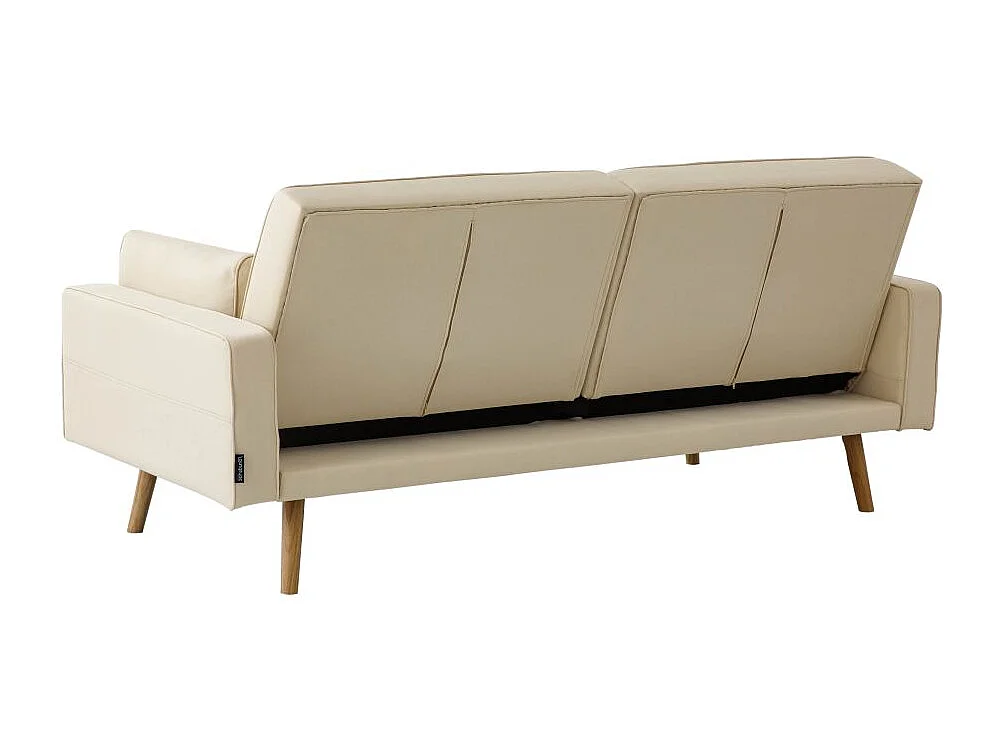 Canapé droit scandinave Elga convertible 3 places en tissu - Beige - L205 x 87 x 85cm - Loungitude