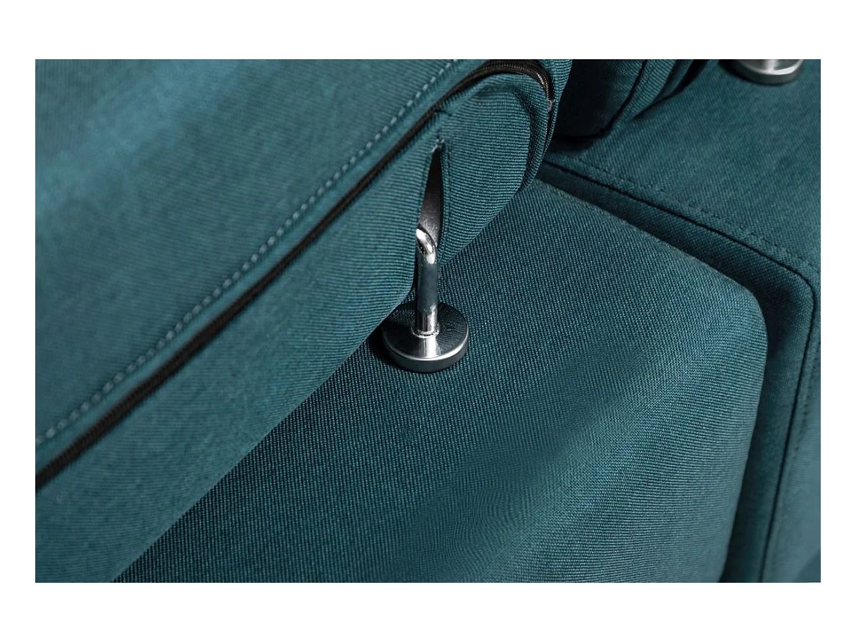 Canapé d'angle Panoramique 6 Places Paola Convertible en Tissu Avec Coffres - Bleu - L322 x P196 x H76cm - Loungitude