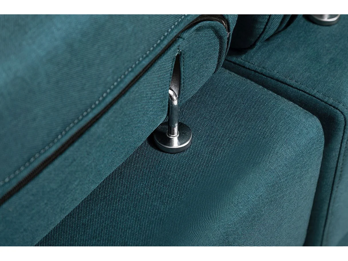 Canapé d'angle Panoramique 6 places Paola convertible en Tissu Avec Coffres - Bleu - L322 x P196 x H76cm - Loungitude