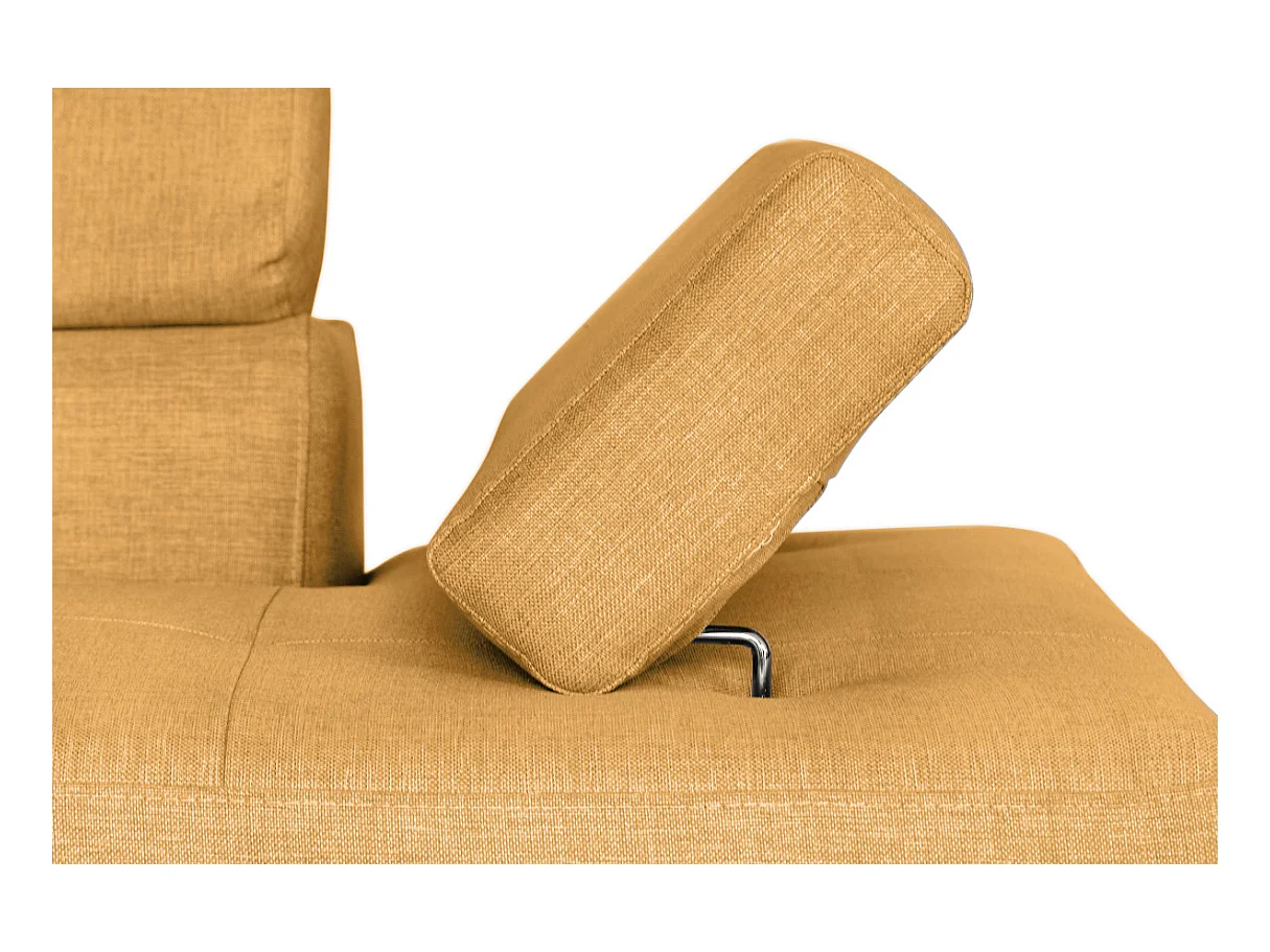 Canapé d'angle gauche 5 places Rio Convertible avec coffre en tissu - Jaune ocre - L271 x P192 x H70cm - Loungitude
