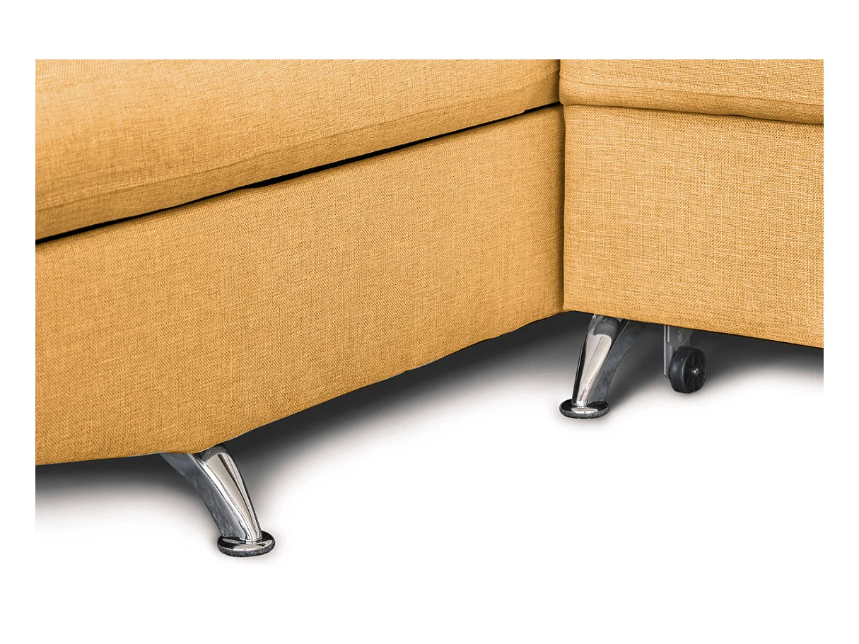 Canapé d'angle gauche 5 places Rio Convertible avec coffre en tissu - Jaune ocre - L271 x P192 x H70cm - Loungitude