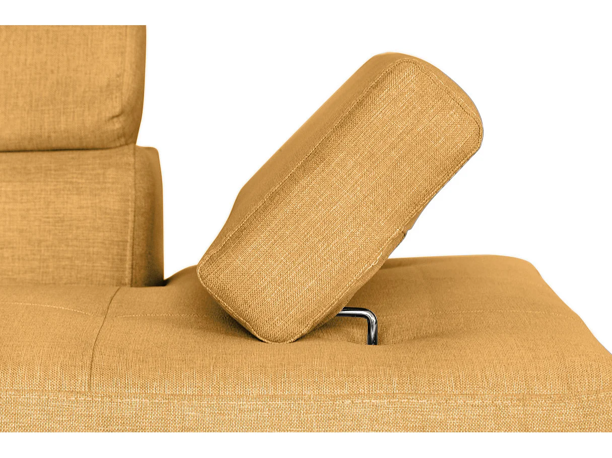 Canapé d'angle gauche 5 places Rio convertible avec coffre en tissu - Jaune ocre - L271 x P192 x H70cm - Loungitude