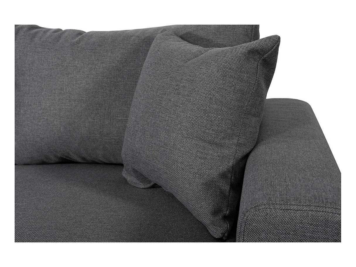 Canapé d'angle panoramique Oslo convertible avec coffres et poufs à gauche - Tissu - Gris anthracite - L311 x P146 x H81cm - Loungitude