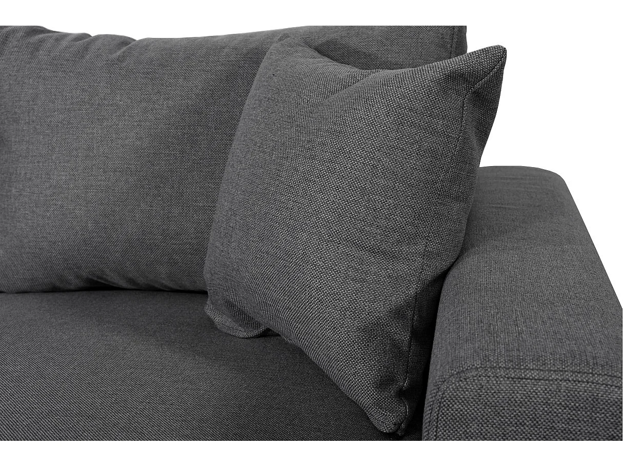 Canapé d'angle panoramique Oslo convertible avec coffres et poufs à gauche - Tissu - Gris anthracite - L311 x P146 x H81cm - Loungitude