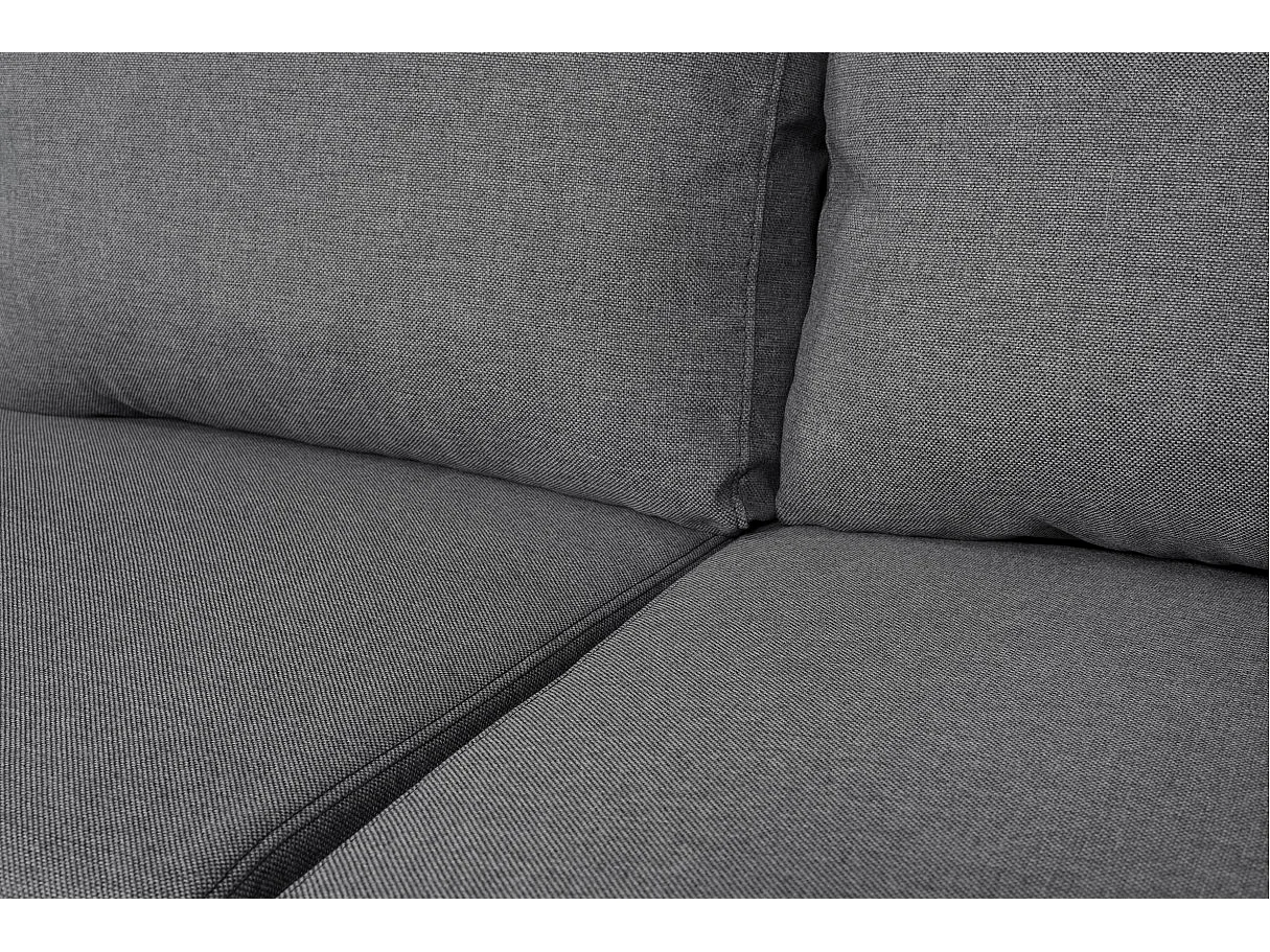 Canapé d'angle panoramique Oslo convertible avec coffres et poufs à gauche - Tissu - Gris anthracite - L311 x P146 x H81cm - Loungitude