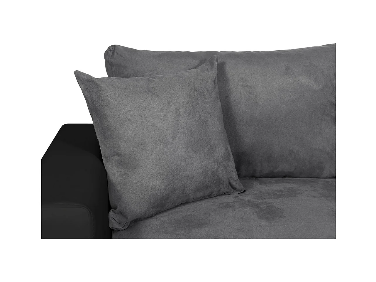 Canapé panoramique Oslo convertible avec coffres, poufs à droite - Simili/Microfibre - Noir/Gris - L311 x P146 x H81cm - Loungitude