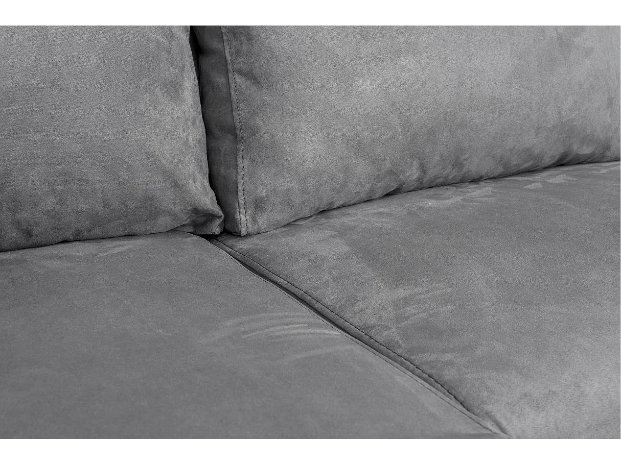 Canapé panoramique Oslo convertible avec coffres, poufs à droite - Simili/Microfibre - Noir/Gris - L311 x P146 x H81cm - Loungitude