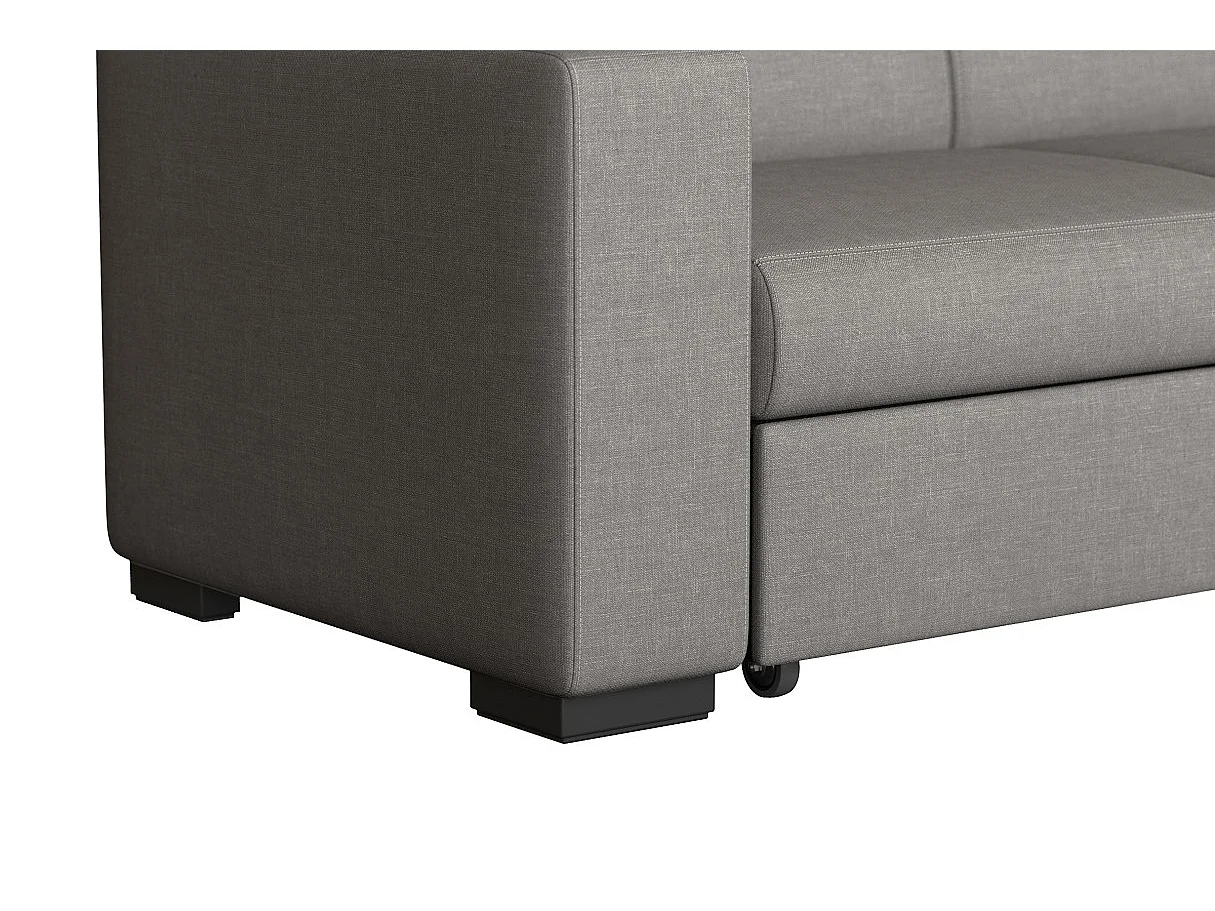 Canapé d'angle droit 4 places Fuji XL convertible avec coffre en tissu - Gris clair - L262 x 157 x 83cm - Loungitude