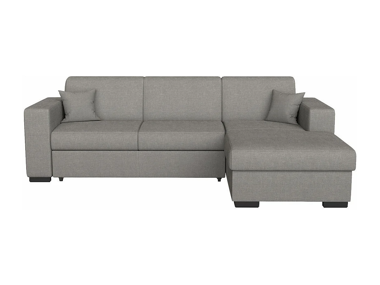 Canapé d'angle droit 4 places Fuji XL convertible avec coffre en tissu - Gris clair - L262 x 157 x 83cm - Loungitude