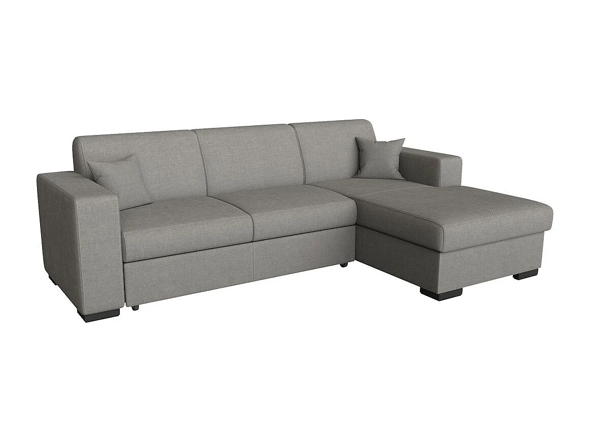 Canapé d'angle droit 4 places Fuji XL convertible avec coffre en tissu - Gris clair - L262 x 157 x 83cm - Loungitude