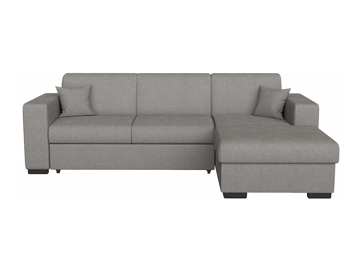 Canapé d'angle droit 4 places Fuji XL convertible avec coffre en tissu - Gris clair - L262 x 157 x 83cm - Loungitude