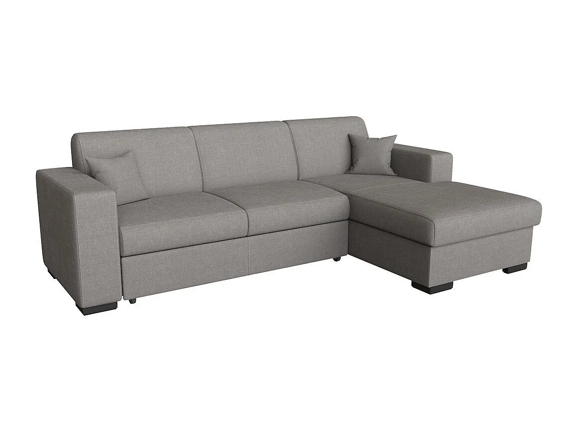 Canapé d'angle droit 4 places Fuji XL convertible avec coffre en tissu - Gris clair - L262 x 157 x 83cm - Loungitude