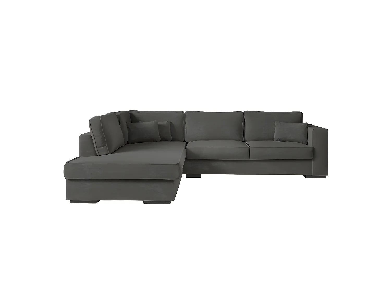 Canapé d'angle gauche XXL 6 places Belami en tissu - Gris anthracite - L303 x 228 x 86cm - Loungitude