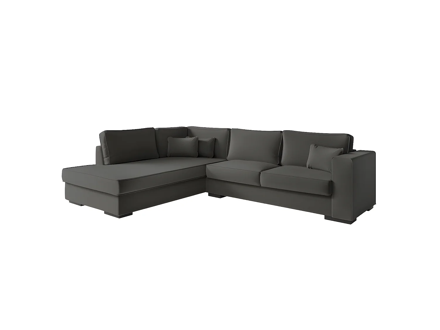Canapé d'angle gauche XXL 6 places Belami en tissu - Gris anthracite - L303 x 228 x 86cm - Loungitude
