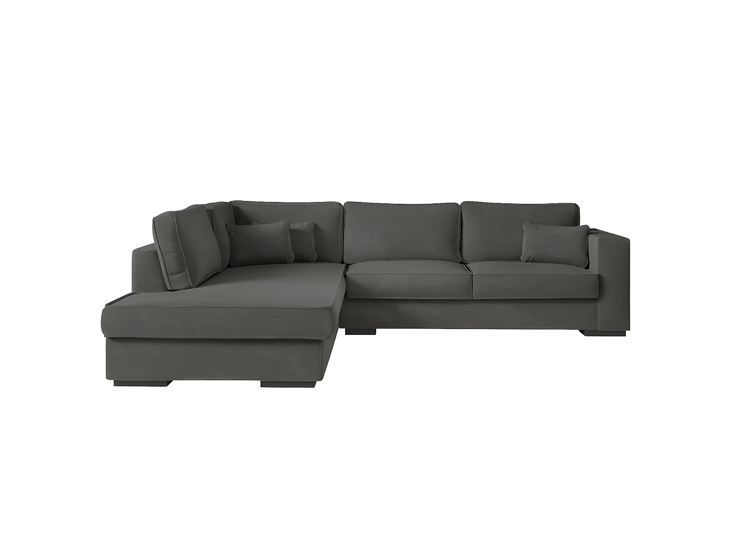 Canapé d'angle gauche XXL 6 places Belami en tissu - Gris anthracite - L303 x 228 x 86cm - Loungitude