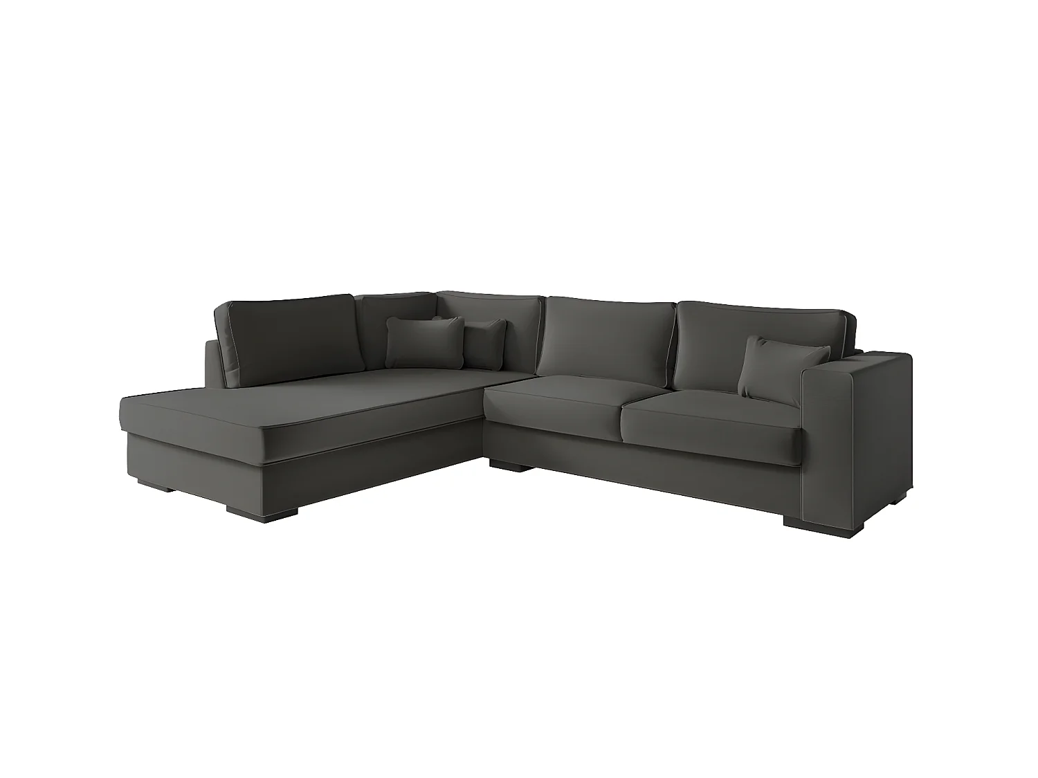 Canapé d'angle gauche XXL 6 places Belami en tissu - Gris anthracite - L303 x 228 x 86cm - Loungitude