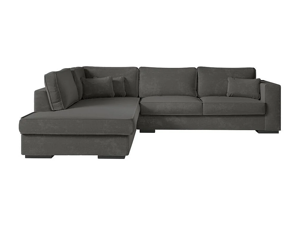 Canapé d'angle gauche XXL 6 places Belami en tissu - Gris anthracite - L303 x 228 x 86cm - Loungitude