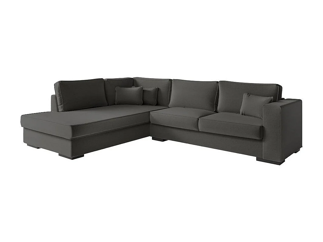 Canapé d'angle gauche XXL 6 places Belami en tissu - Gris anthracite - L303 x 228 x 86cm - Loungitude