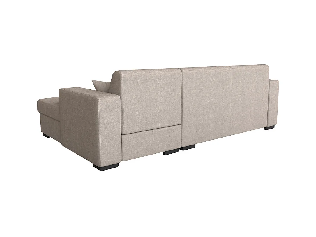 Canapé d'angle droit 4 places Fuji XL convertible avec coffre en tissu - Beige - L262 x 157 x 83cm - Loungitude