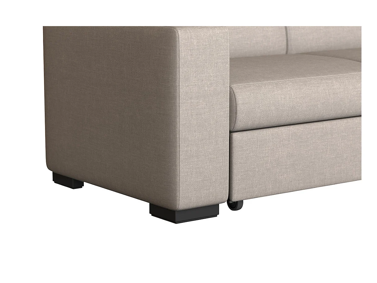 Canapé d'angle droit 4 places Fuji XL convertible avec coffre en tissu - Beige - L262 x 157 x 83cm - Loungitude