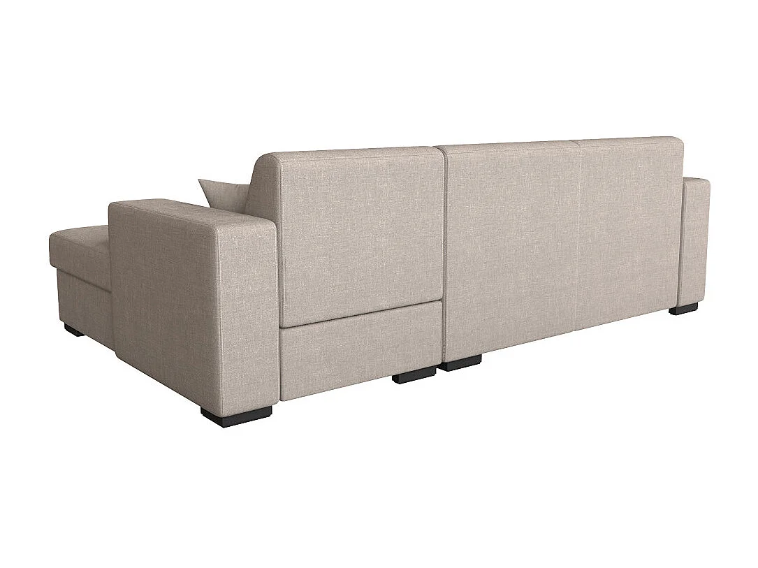 Canapé d'angle droit 4 places Fuji XL convertible avec coffre en tissu - Beige - L262 x 157 x 83cm - Loungitude