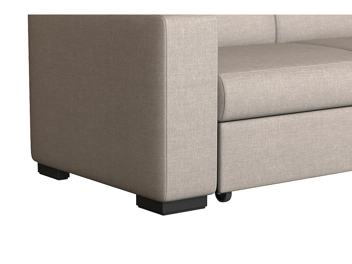 Canapé d'angle droit 4 places Fuji XL convertible avec coffre en tissu - Beige - L262 x 157 x 83cm - Loungitude