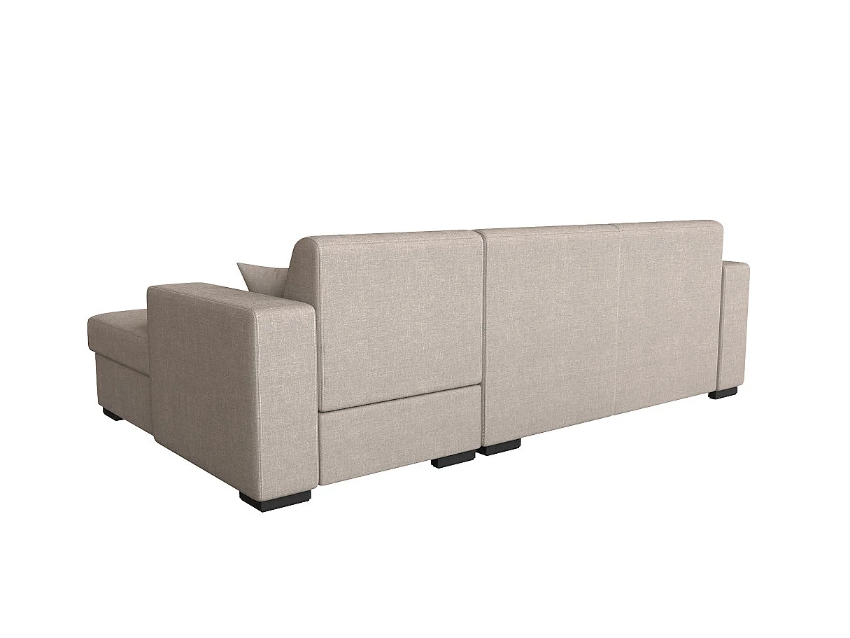Canapé d'angle droit 4 places Fuji XL convertible avec coffre en tissu - Beige - L262 x 157 x 83cm - Loungitude