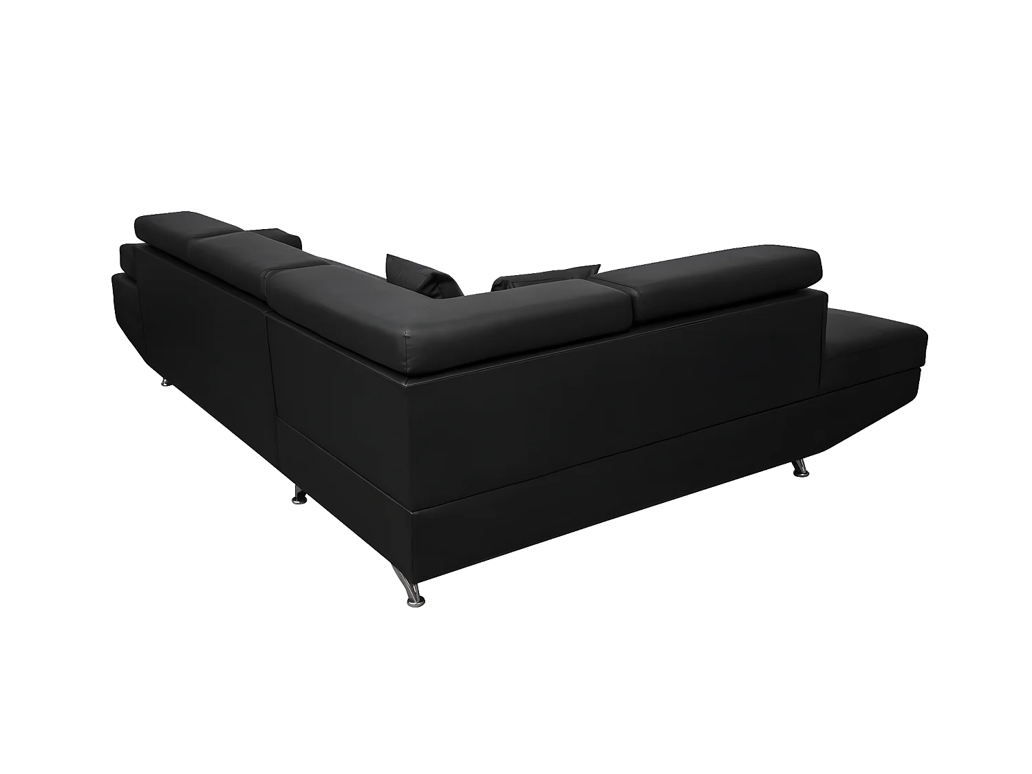 Canapé d'angle gauche 5 places Rio Convertible avec coffre en simili - Noir - L271 x P192 x H70cm - Loungitude