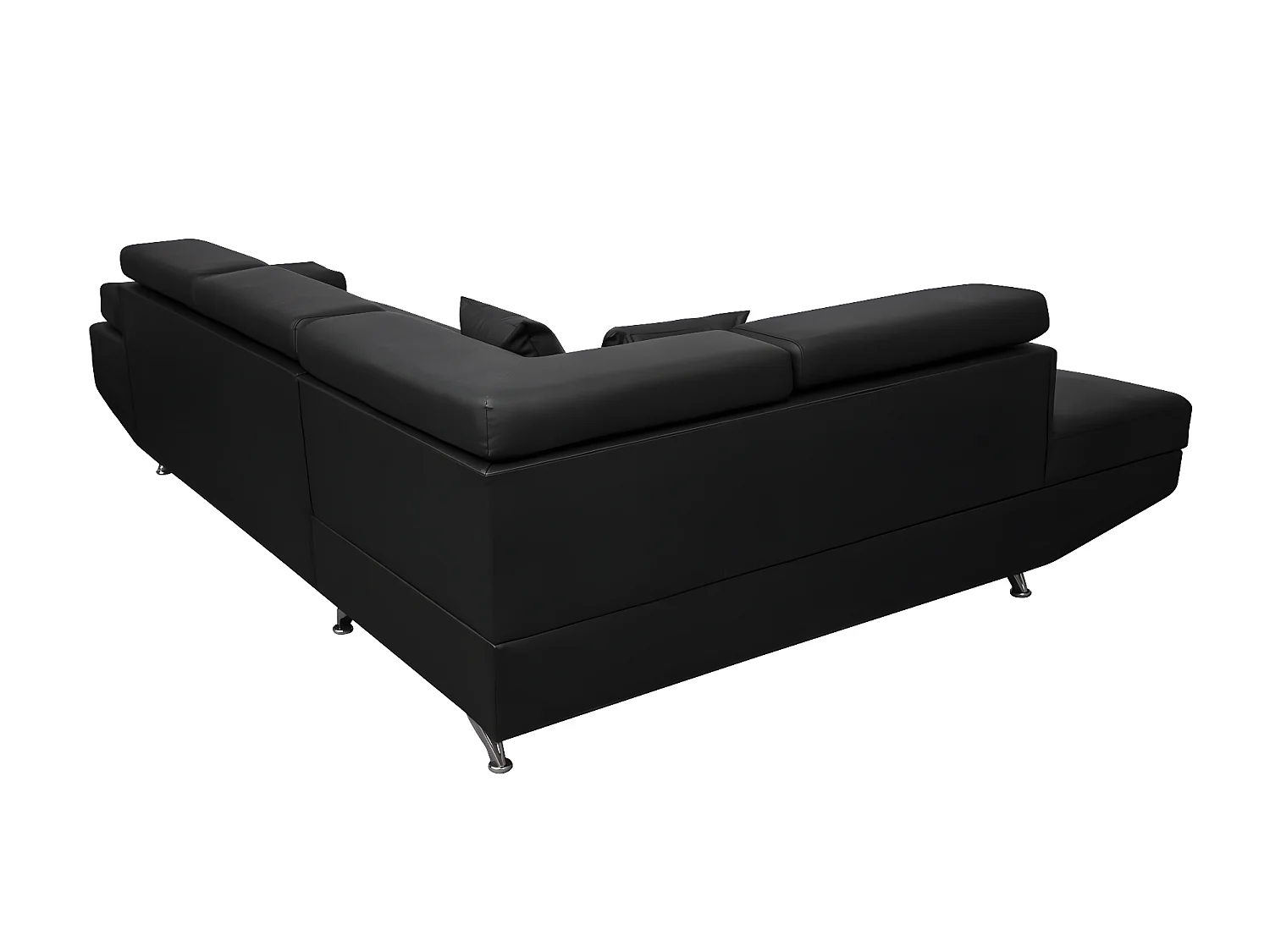 Canapé d'angle gauche 5 places Rio convertible avec coffre en simili - Noir - L271 x P192 x H70cm - Loungitude