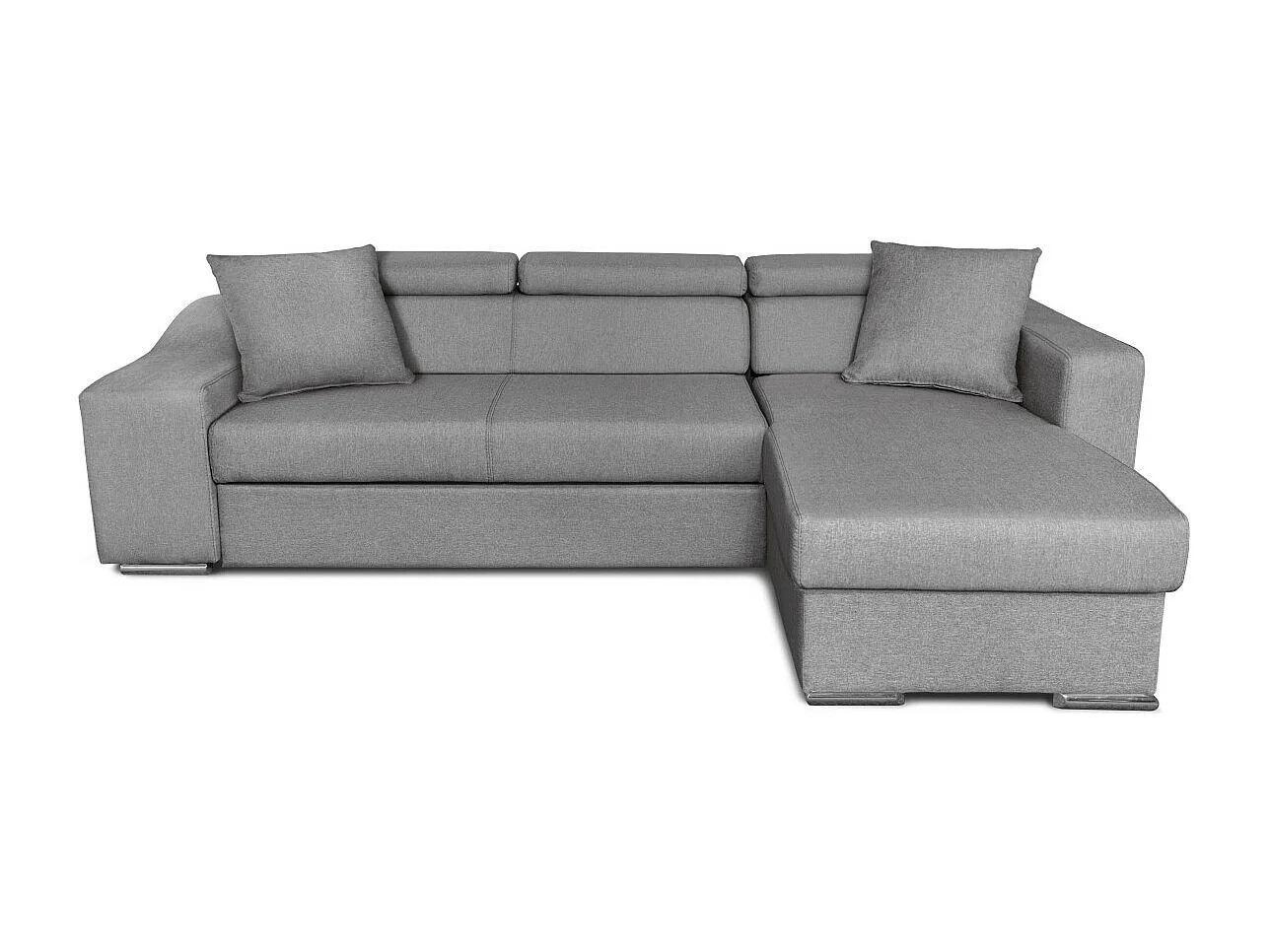 Canapé d'angle Elona convertible en tissu gris clair avec poufs de rangement à gauche - L264 x P162 x H75cm - Loungitude