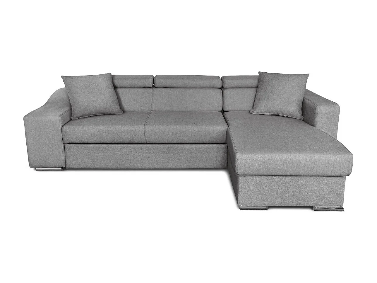 Canapé d'angle Elona convertible en tissu gris clair avec poufs de rangement à gauche - L264 x P162 x H75cm - Loungitude