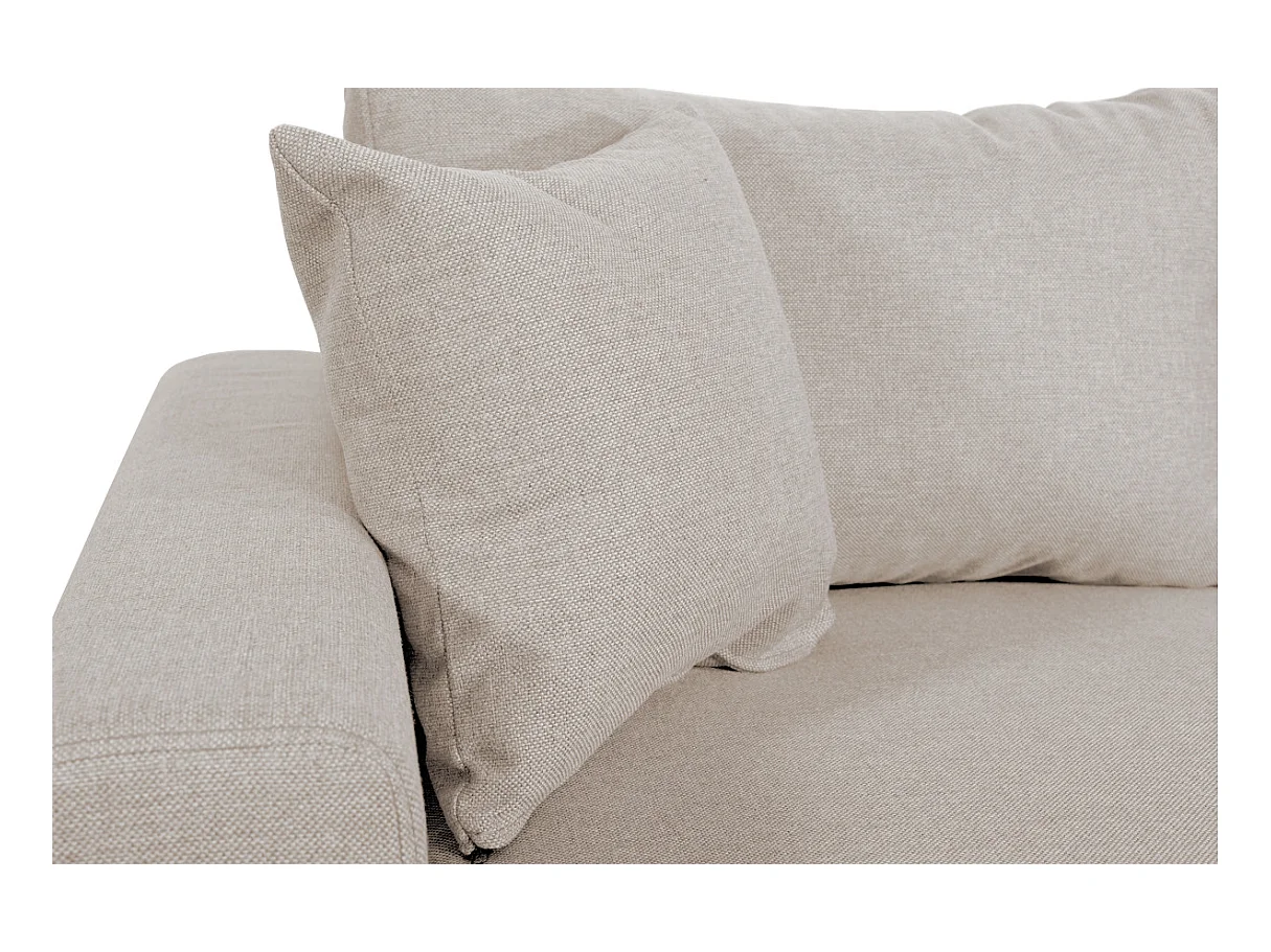 Canapé d'angle panoramique Oslo convertible avec coffres et poufs à droite - Tissu - Beige - L311 x P146 x H81cm - Loungitude