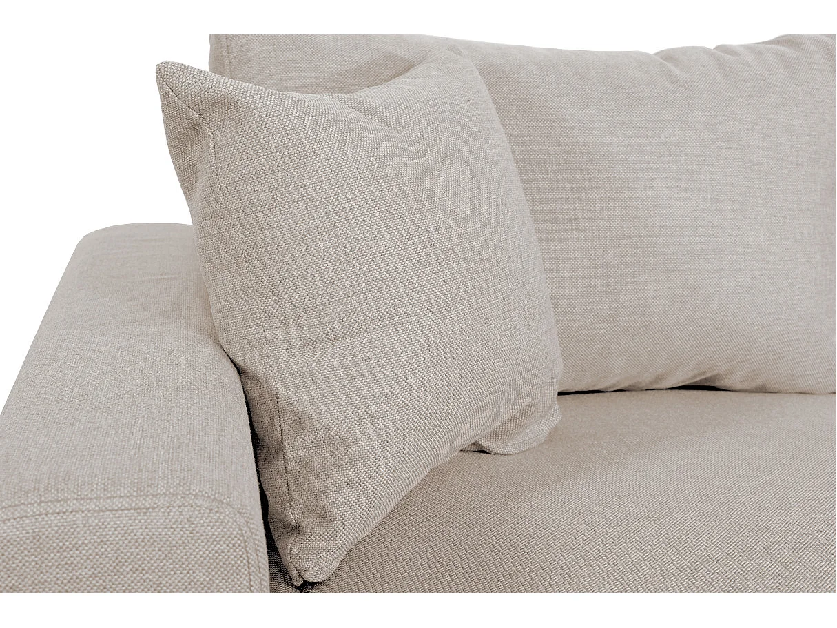 Canapé d'angle panoramique Oslo convertible avec coffres et poufs à droite - Tissu - Beige - L311 x P146 x H81cm - Loungitude