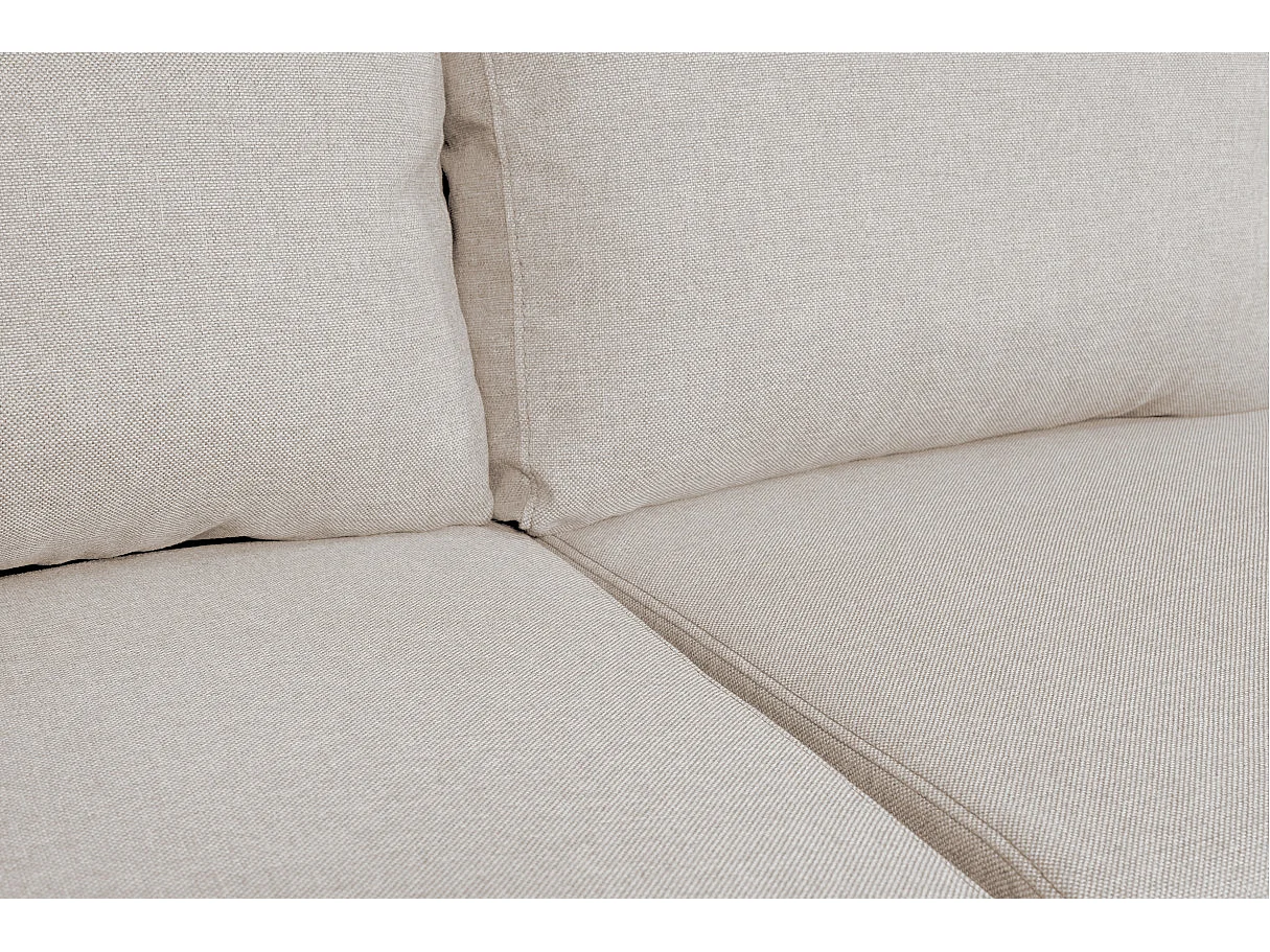 Canapé d'angle panoramique Oslo convertible avec coffres et poufs à droite - Tissu - Beige - L311 x P146 x H81cm - Loungitude