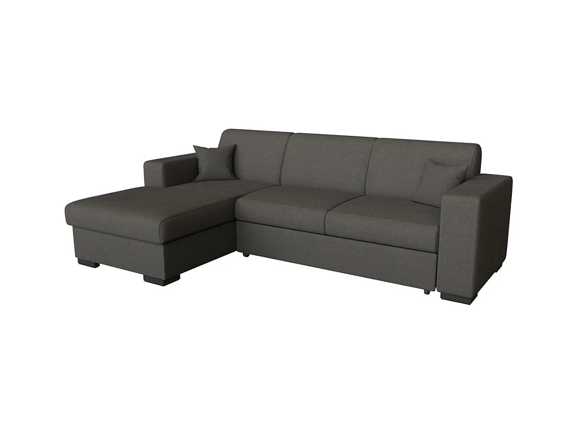 Canapé d'angle gauche 4 places Fuji XL convertible avec coffre en tissu - Gris anthracite - L262 x 157 x 83cm - Loungitude