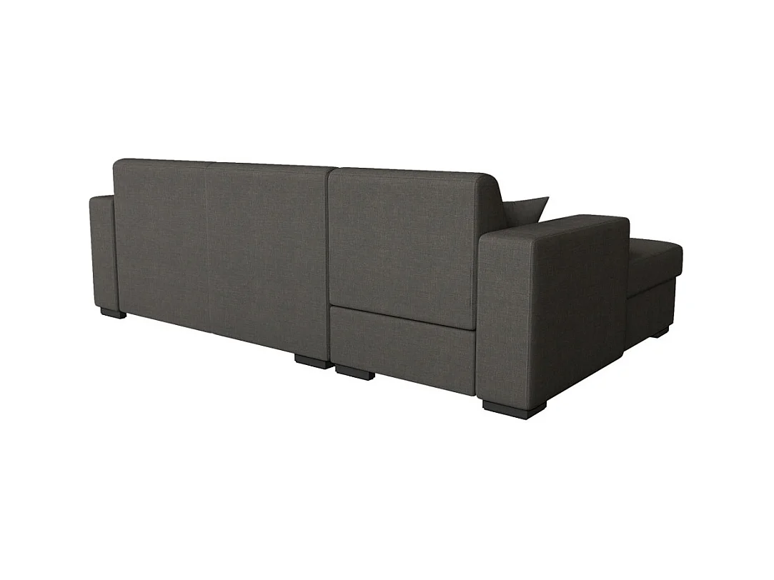 Canapé d'angle gauche 4 places Fuji XL convertible avec coffre en tissu - Gris anthracite - L262 x 157 x 83cm - Loungitude