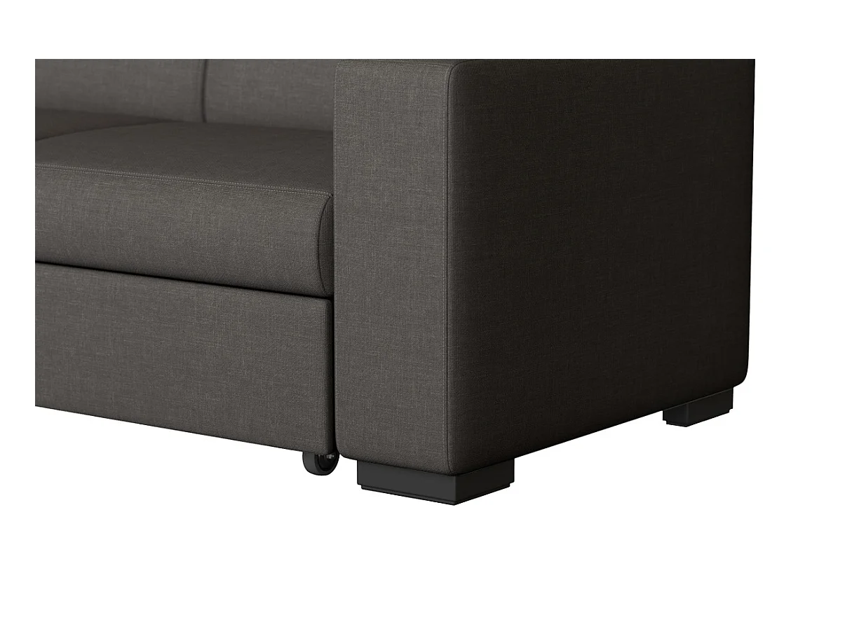 Canapé d'angle gauche 4 places Fuji XL convertible avec coffre en tissu - Gris anthracite - L262 x 157 x 83cm - Loungitude