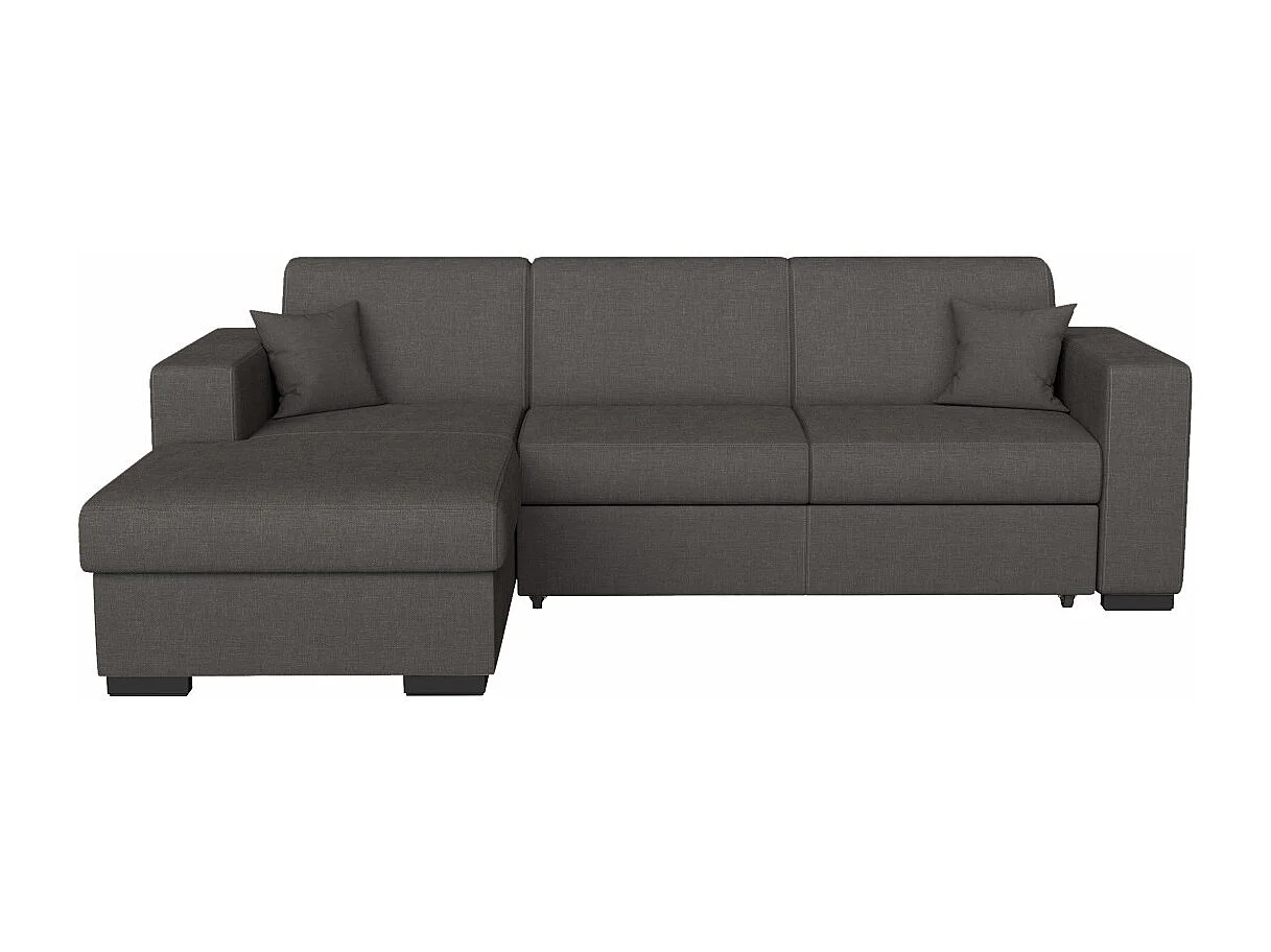 Canapé d'angle gauche 4 places Fuji XL convertible avec coffre en tissu - Gris anthracite - L262 x 157 x 83cm - Loungitude