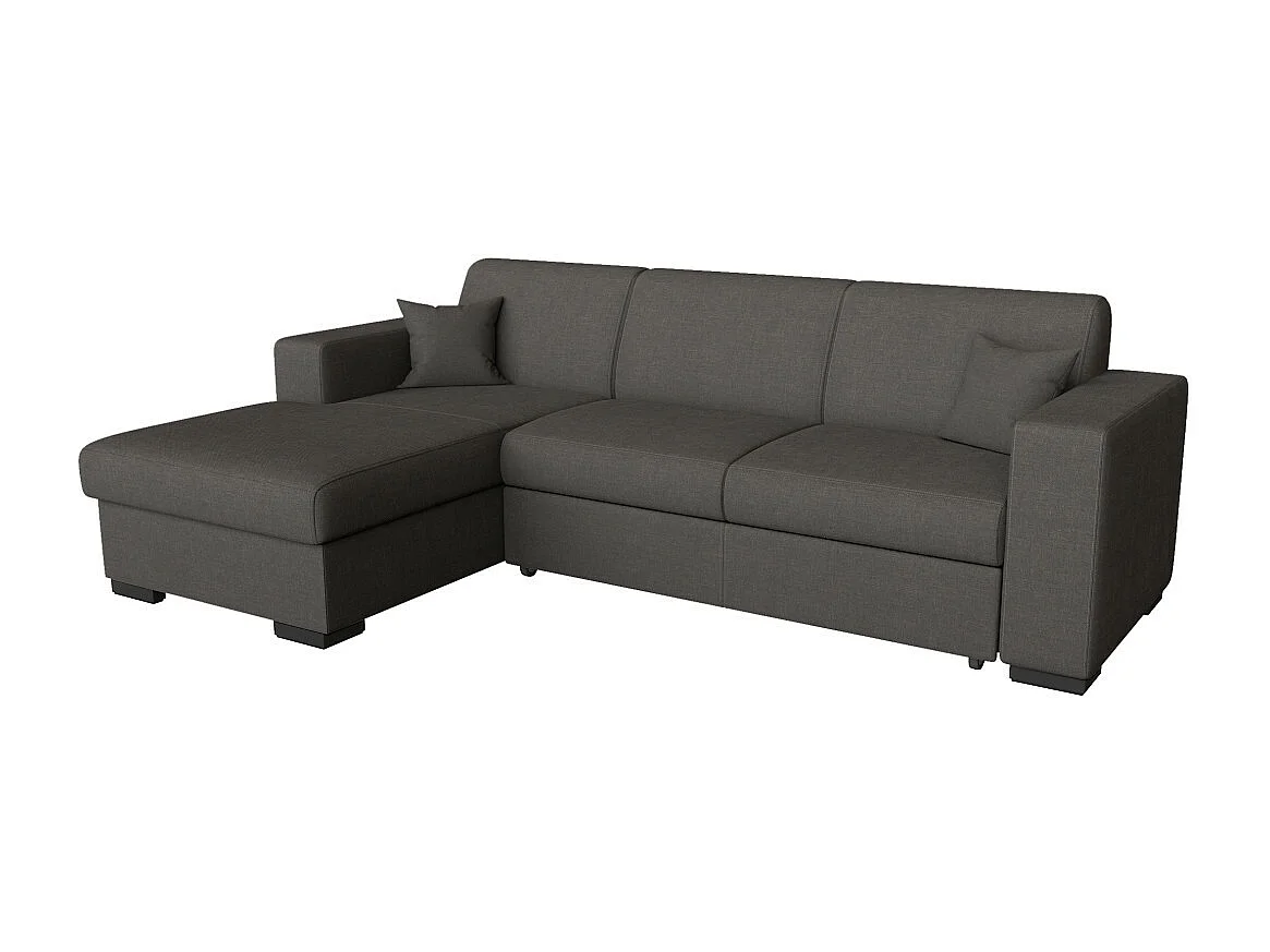 Canapé d'angle gauche 4 places Fuji XL convertible avec coffre en tissu - Gris anthracite - L262 x 157 x 83cm - Loungitude