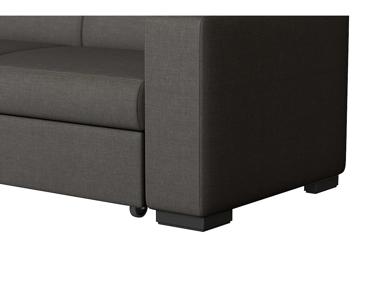 Canapé d'angle gauche 4 places Fuji XL convertible avec coffre en tissu - Gris anthracite - L262 x 157 x 83cm - Loungitude