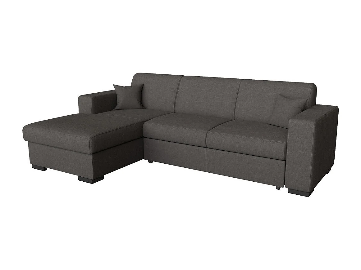 Canapé d'angle gauche 4 places Fuji XL convertible avec coffre en tissu - Gris anthracite - L262 x 157 x 83cm - Loungitude