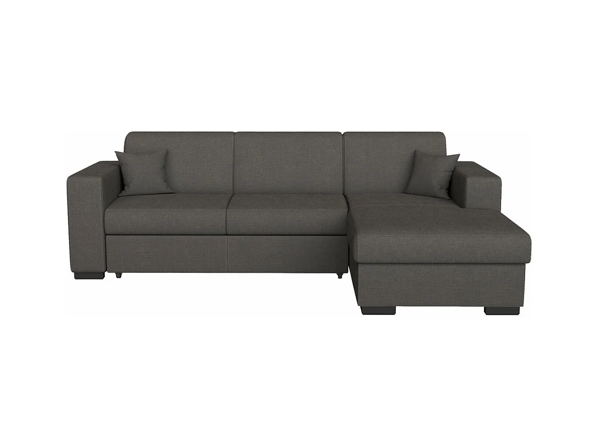 Canapé d'angle droit 4 places Fuji XL convertible avec coffre en tissu - Gris anthracite - L262 x 157 x 83cm - Loungitude