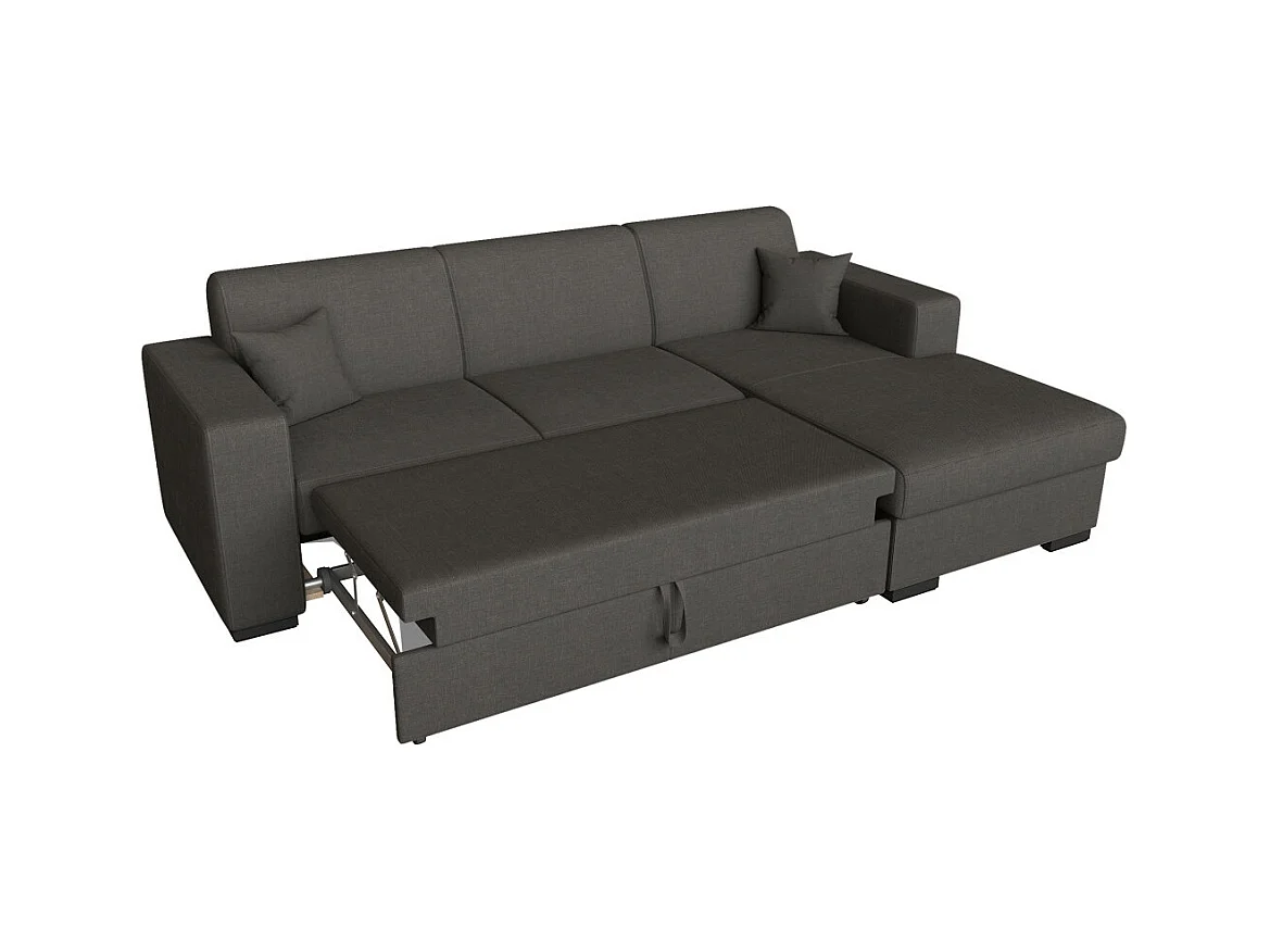 Canapé d'angle droit 4 places Fuji XL convertible avec coffre en tissu - Gris anthracite - L262 x 157 x 83cm - Loungitude